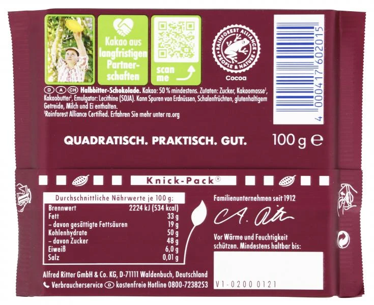 Ritter Sport Halbbitter 2 Ritter Sport Halbbitter – Bild 2