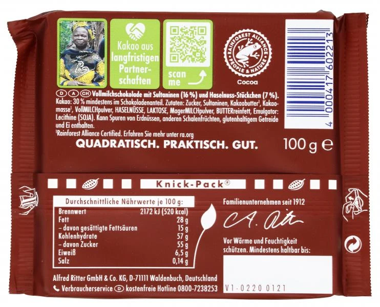 Ritter Sport Trauben Nuss 2 Ritter Sport Trauben Nuss – Bild 2