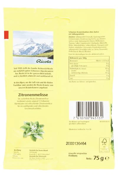 Ricola Zitronenmelisse Ohne Zucker 2 Ricola Zitronenmelisse Ohne Zucker – Bild 2