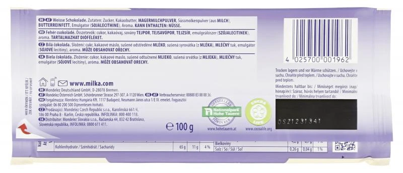 Milka Tafel Weiße Schokolade 2 Milka Tafel Weiße Schokolade – Bild 2
