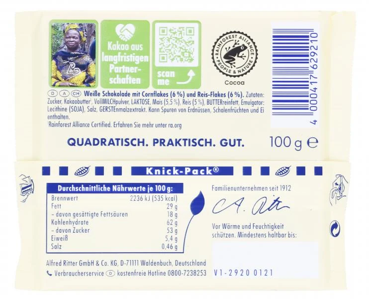 Ritter Sport Weisse Crisp 2 Ritter Sport Weisse Crisp – Bild 2