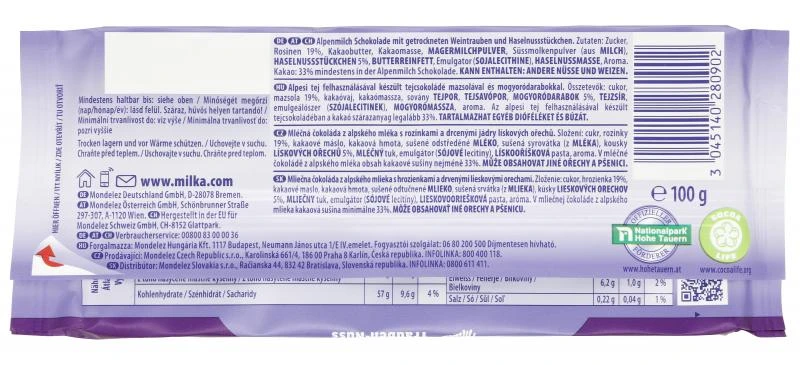 Milka Tafel Trauben-Nuss 2 Milka Tafel Trauben-Nuss – Bild 2