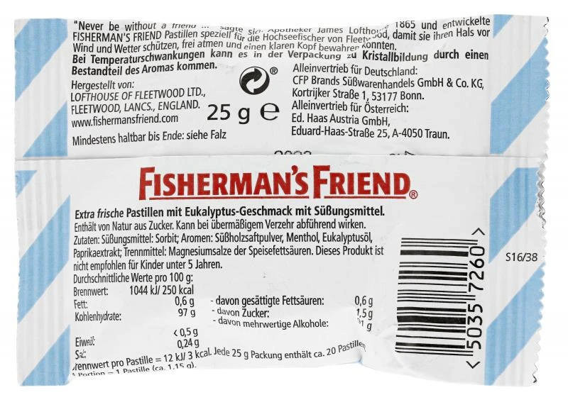 Fisherman's Friend Eukalyptus Ohne Zuckerzusatz 2 Fisherman's Friend Eukalyptus Ohne Zuckerzusatz – Bild 2