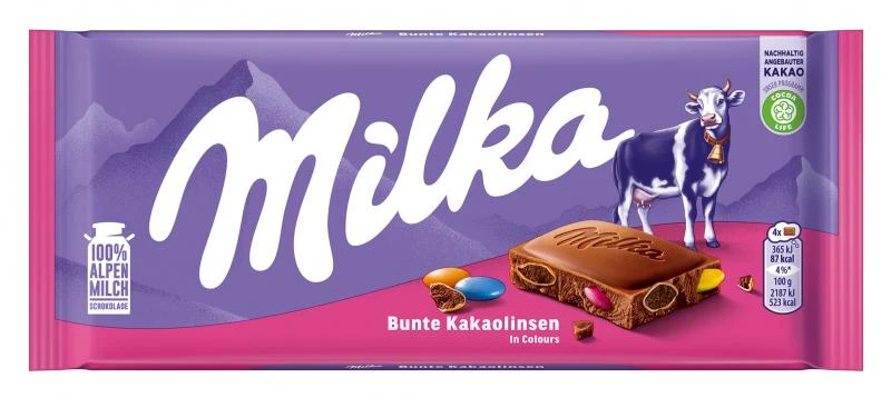 Milka Tafel Bunte Kakaolinsen 1 Milka Tafel Bunte Kakaolinsen