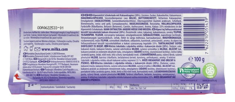 Milka Tafel Bunte Kakaolinsen 2 Milka Tafel Bunte Kakaolinsen – Bild 2