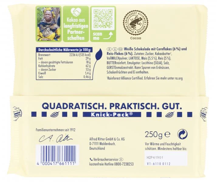 Ritter Sport Weisse Crisp Großtafel 2 Ritter Sport Weisse Crisp Großtafel – Bild 2