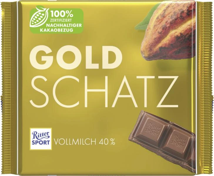 Ritter Sport Goldschatz Vollmilch 40% Großtafel 1 Ritter Sport Goldschatz Vollmilch 40% Großtafel