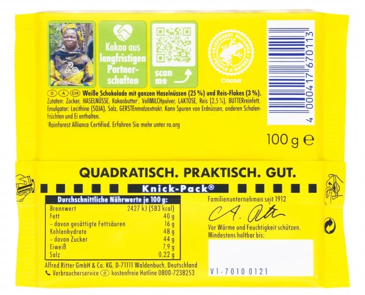 Ritter Sport Nussklasse Weisse Voll-Nuss 2 Ritter Sport Nussklasse Weisse Voll-Nuss – Bild 2