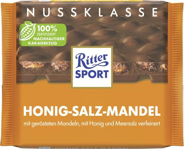 Ritter Sport Nussklasse Honig-Salz-Mandel 1 Ritter Sport Nussklasse Honig-Salz-Mandel