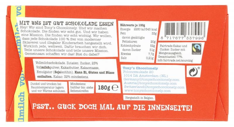 Tony's Chocolonely Vollmilchschokolade 2 Tony's Chocolonely Vollmilchschokolade – Bild 2