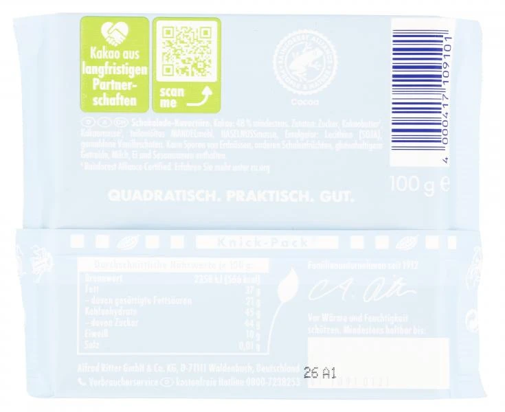 Ritter Sport Mild Classic Vegan 2 Ritter Sport Mild Classic Vegan – Bild 2