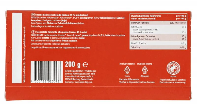 Jeden Tag Herbe Sahne-Schokolade 2 Jeden Tag Herbe Sahne-Schokolade – Bild 2